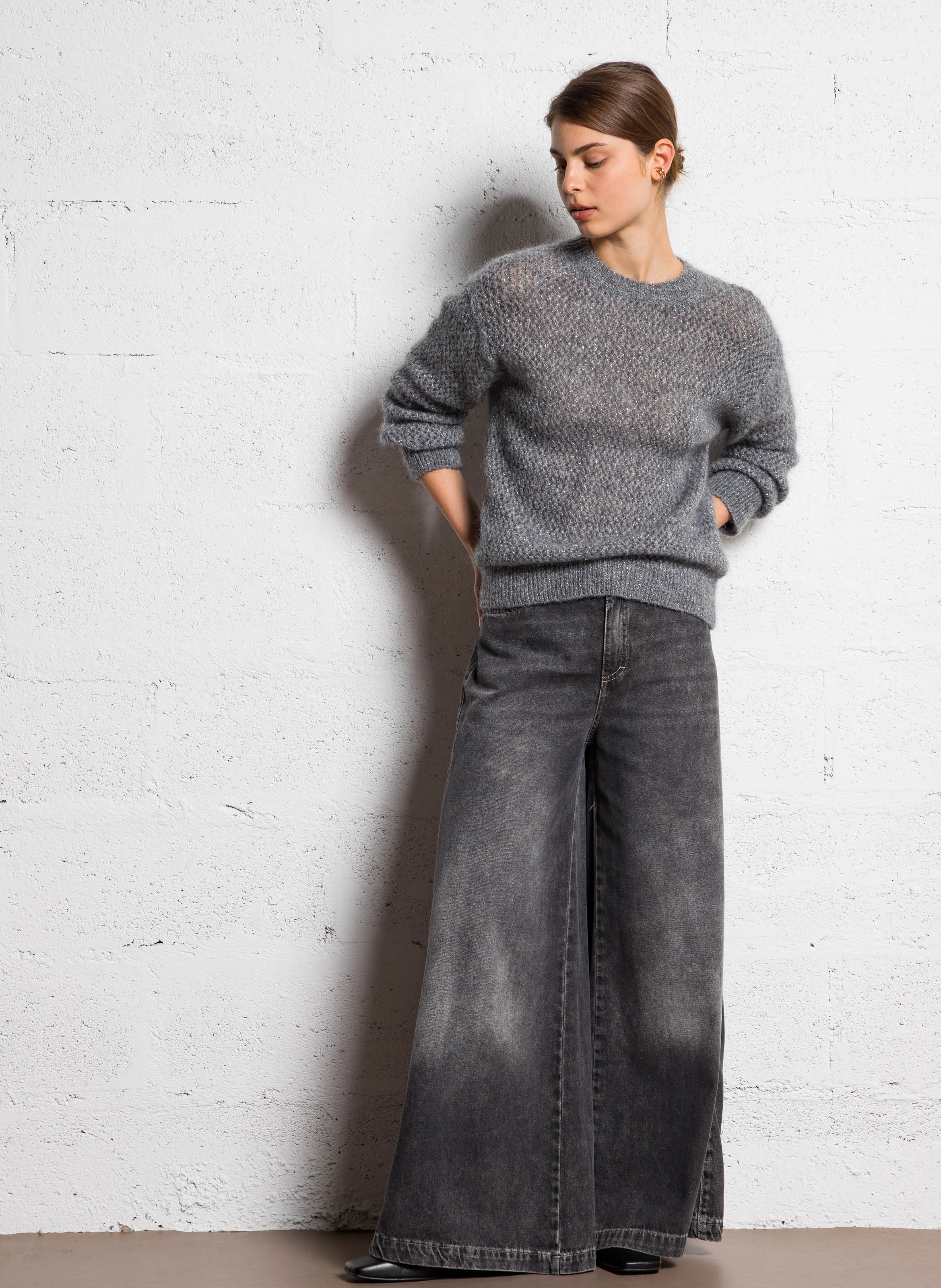 Jean large en coton | Noir