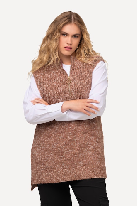 Pullunder, Strukturmix, Stehkragen, Zipper, ärmellos