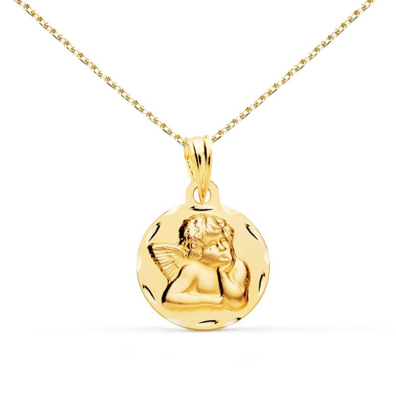 Collier - Médaille Ange Or Jaune - Chaîne Dorée - Gravure Offerte