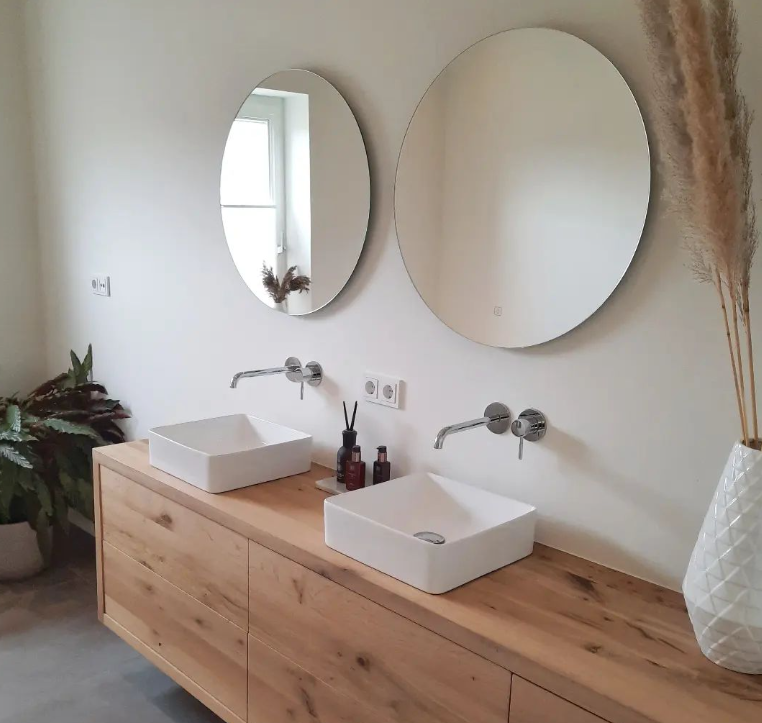 Set van 2 Saniclear Circle ronde spiegels met LED-verlichting 70cm incl. spiegelverwarming