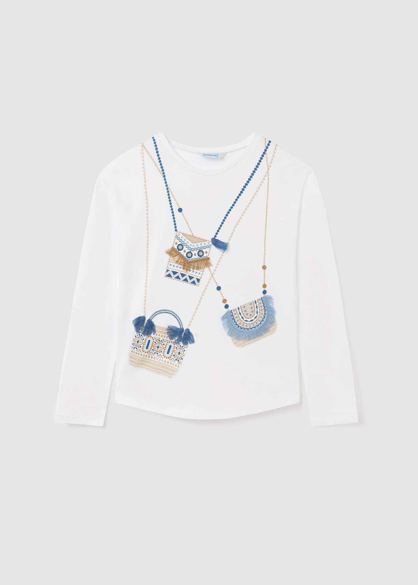 Camiseta de manga comprida para meninas, feita de algodão sustentável.