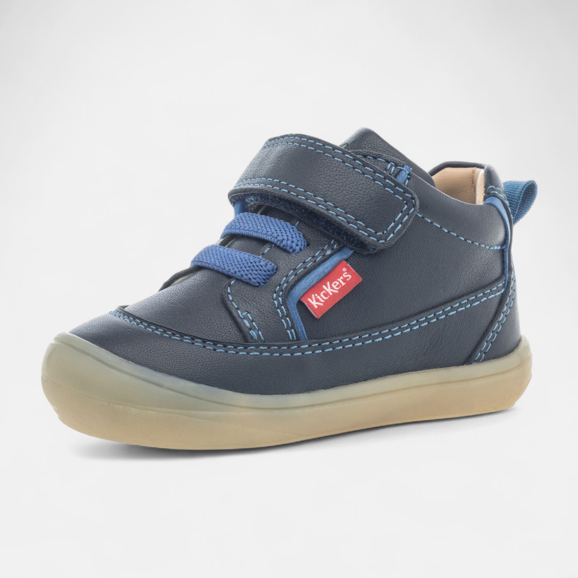 Baskets hautes Bébé garçon en cuir bleu marine