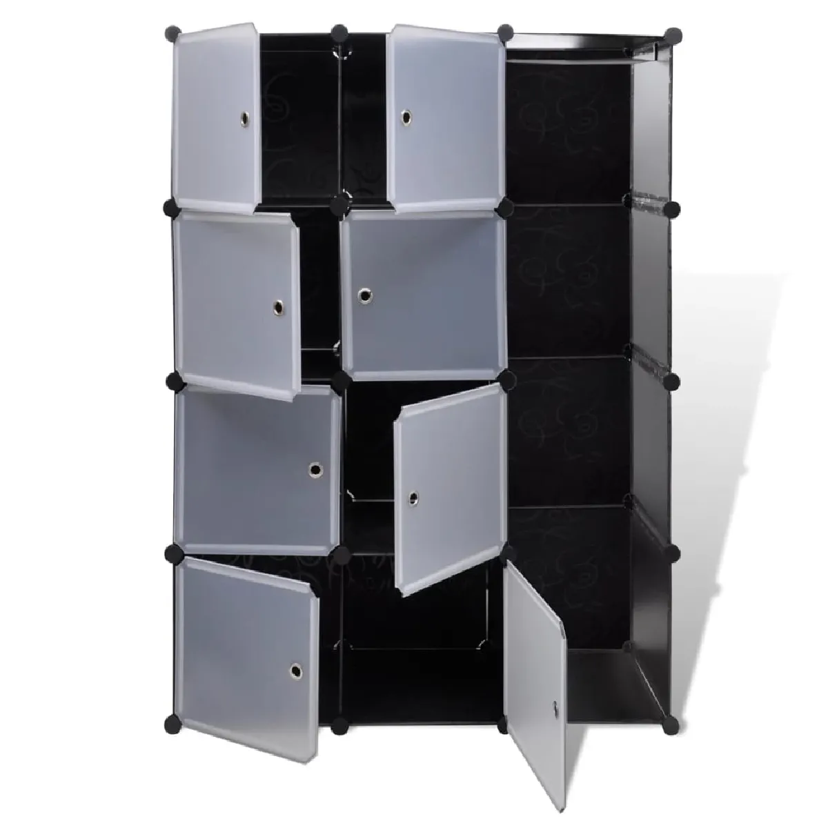 vidaXL Armoire modulaire 9 compartiments noir et blanc 109x36,5x143 cm