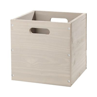 Boîte de rangement carrée en pin massif Vitoria Mixxit coloris taupe