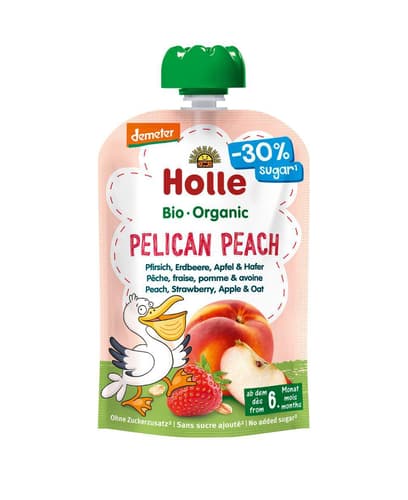 Holle BIO Pelican Peach – Pfirsich, Erdbeere, Apfel und Hafer