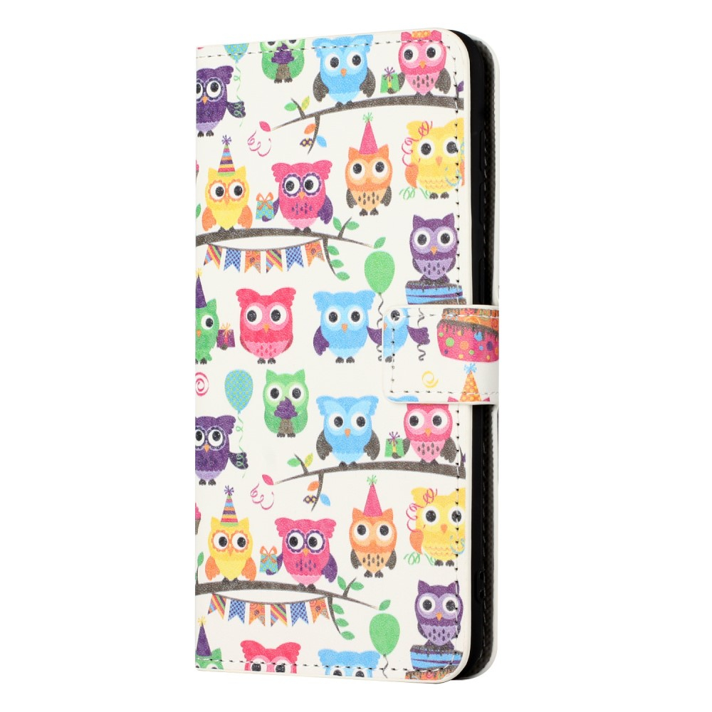 Samsung Galaxy A55 Leder Tasche - Eulen Party