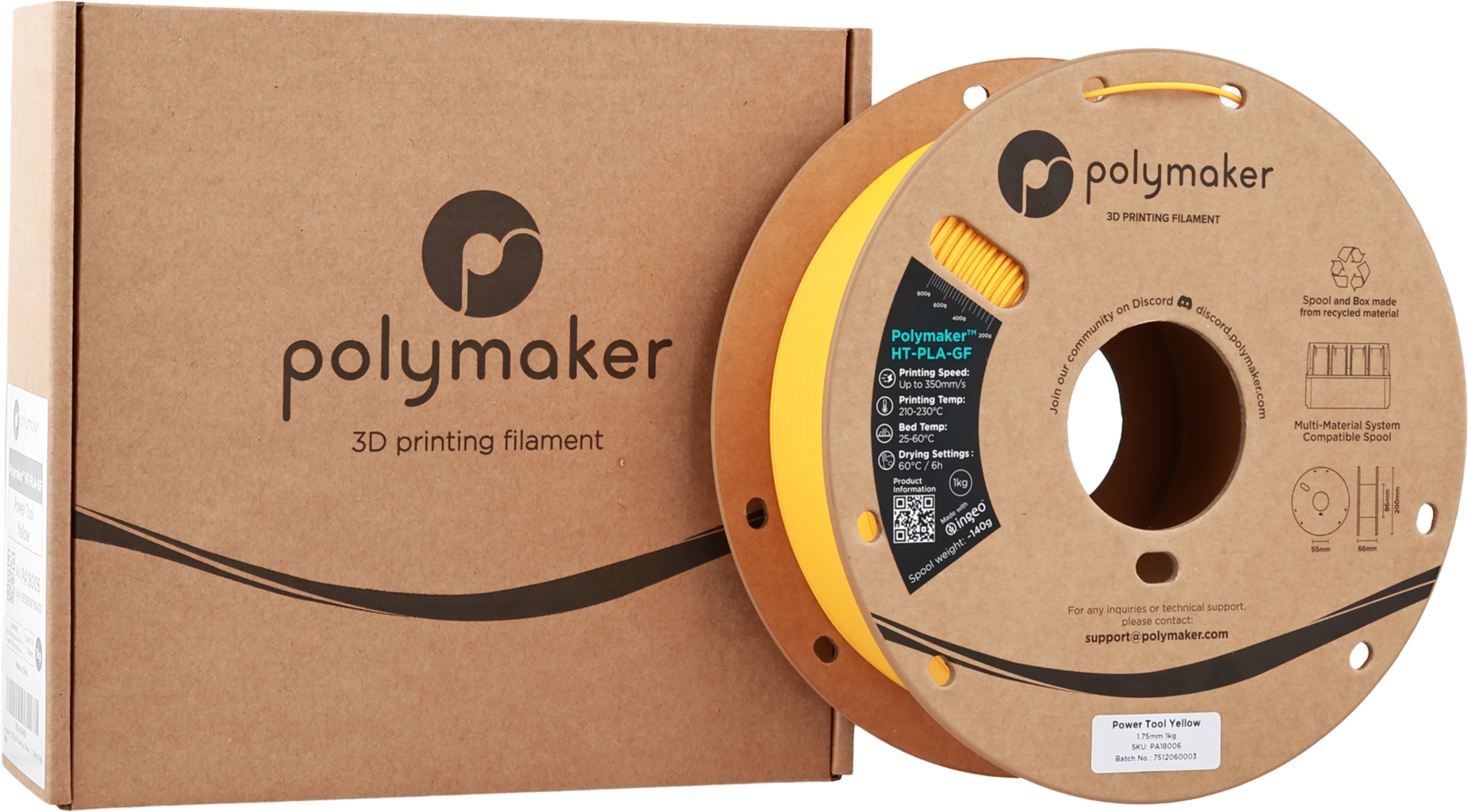 Polymaker  HT-PLA-GF Power Tool Yellow, 1,75 mm / 1000 g    Hitzestabiles & temperaturbeständiges Hochleistungs-PLA für anspruchsvolle Anwendungen in Power Tool Yellow