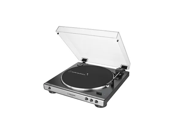 Audio-Technica AT-LP60XUSB, Bæltedrevet pladespiller, Fuld automatisk, Grå, Metallic, Aluminium, 33 1/3,45 rpm, DC servomotor