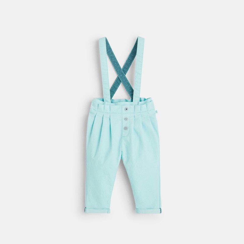 Pantalon paperbag en toile strech bleu bébé fille Bleu