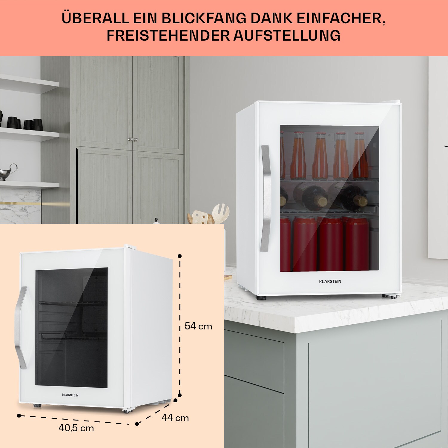 Beersafe M Quartz Kühlschrank 33 Liter 2 Böden Panoramaglastür