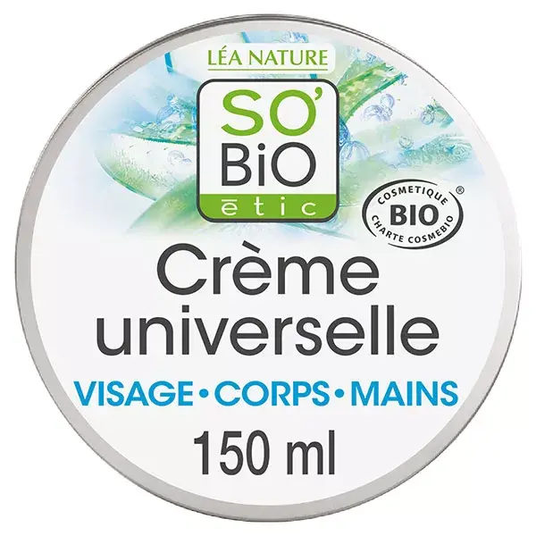 Creme universal So'Bio Étic Hydra Aloe Vera para rosto, corpo e mãos, orgânico, 150ml