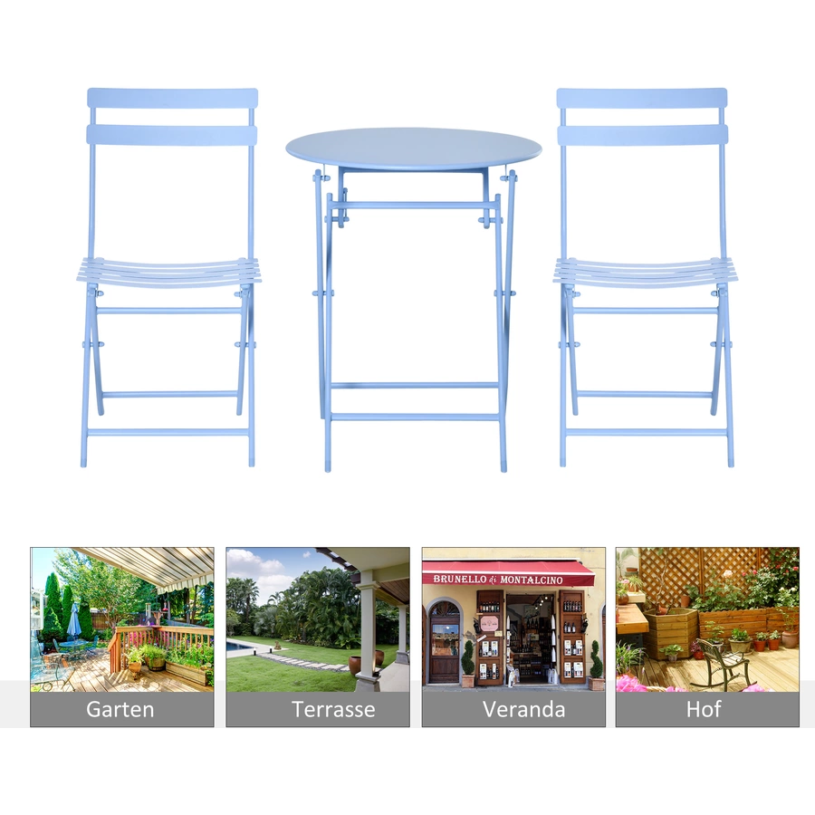 Outsunny Gartenmöbel-Set im kompaktem Design hellblau