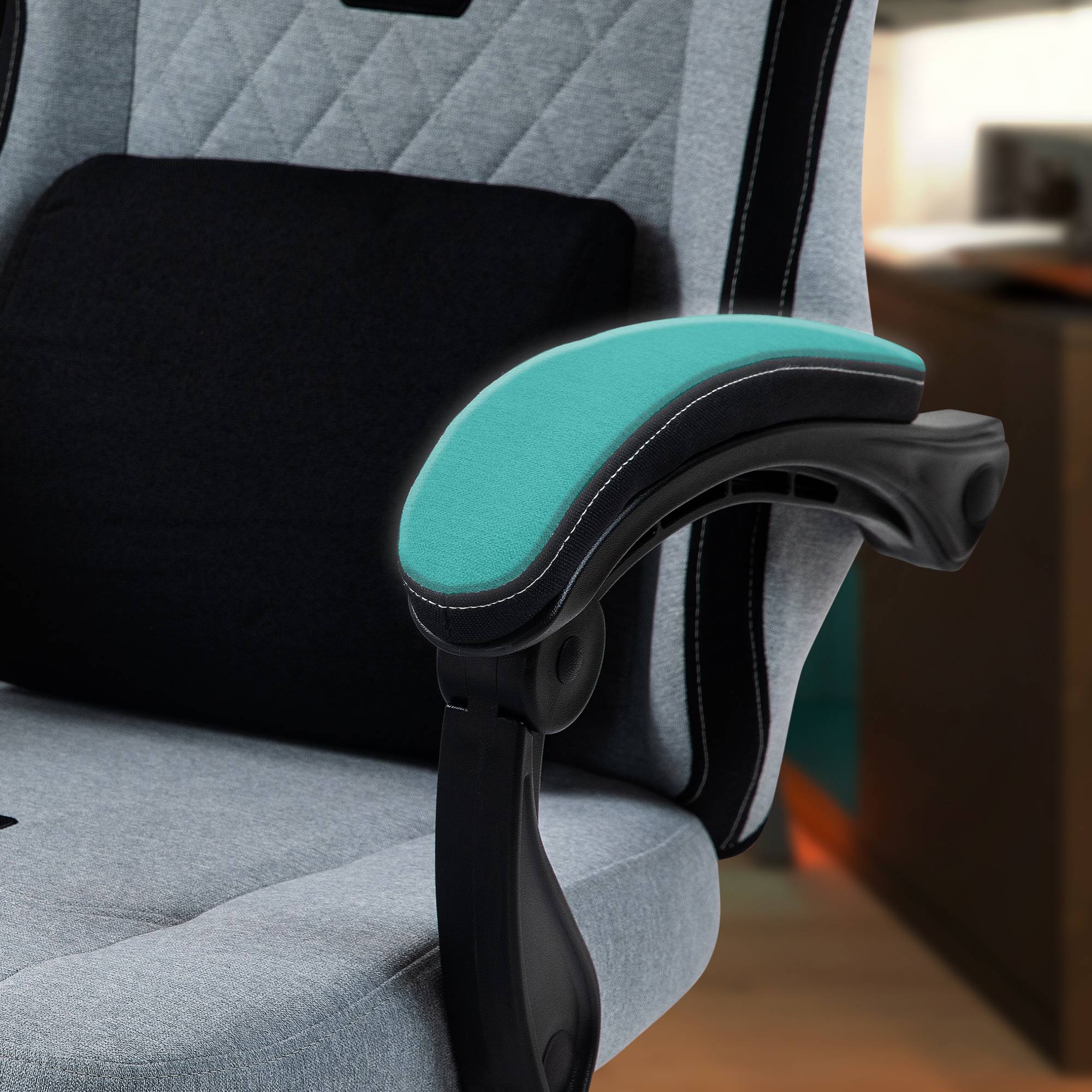 CLP Bürostuhl Miltona mit Stoffbezug I Schreibtischstuhl ergonomisch I Höhenverstellbarer Gamingstuhl mit Kopfpolster und Lendenwirbelpolster