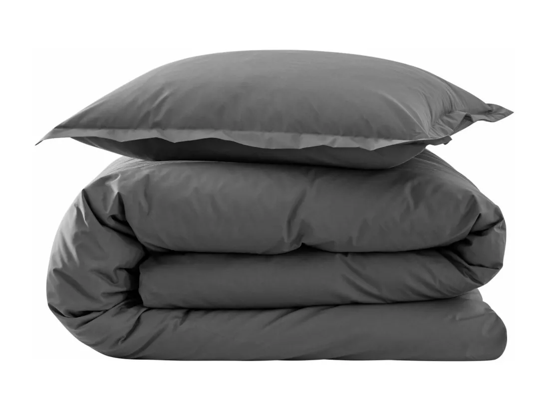 Parure de lit coton percale Anthracite 200x200 - SOMEO - MORPHEE