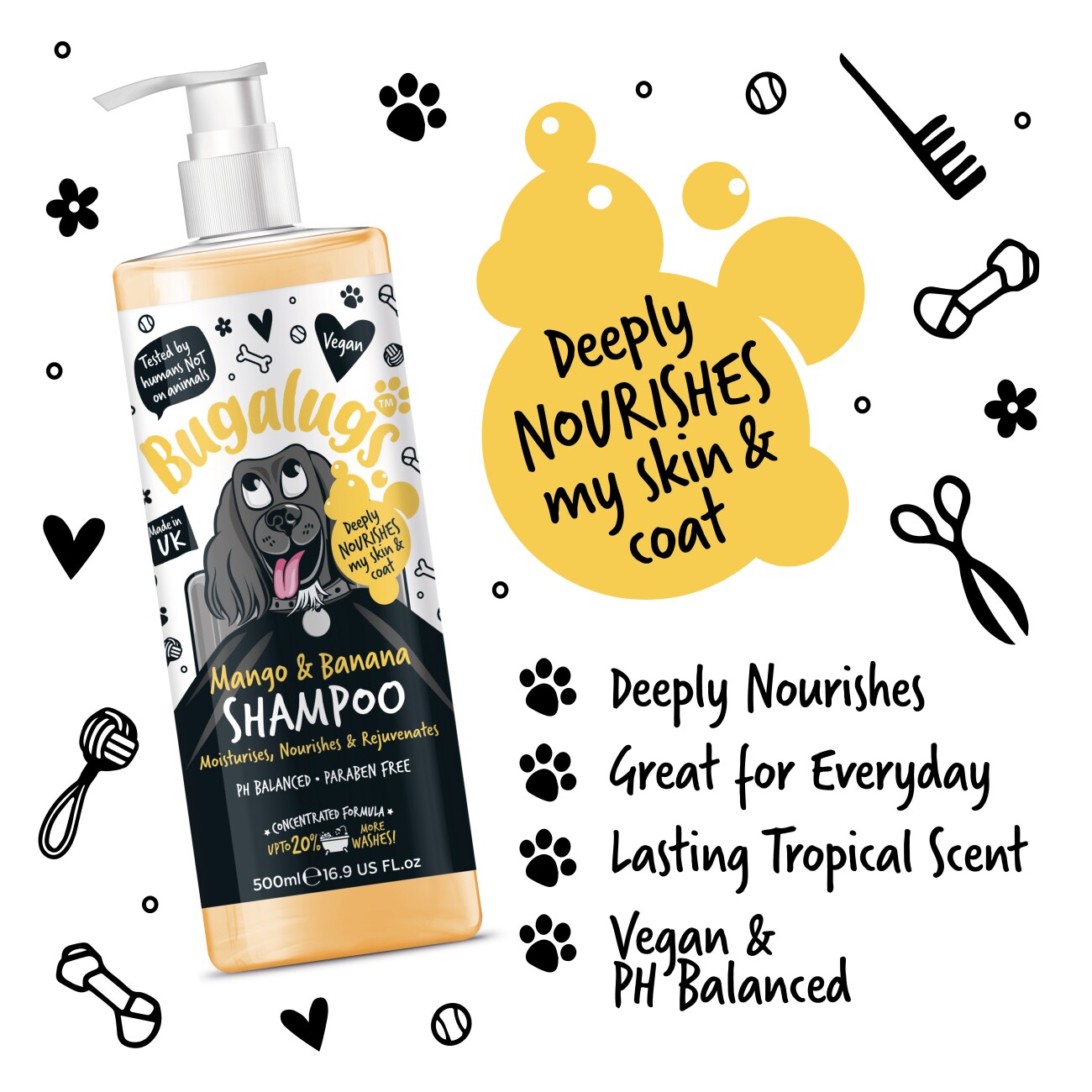 Bugalugs Mango & Banana – Pflegendes Hundeshampoo mit tropischem Duft