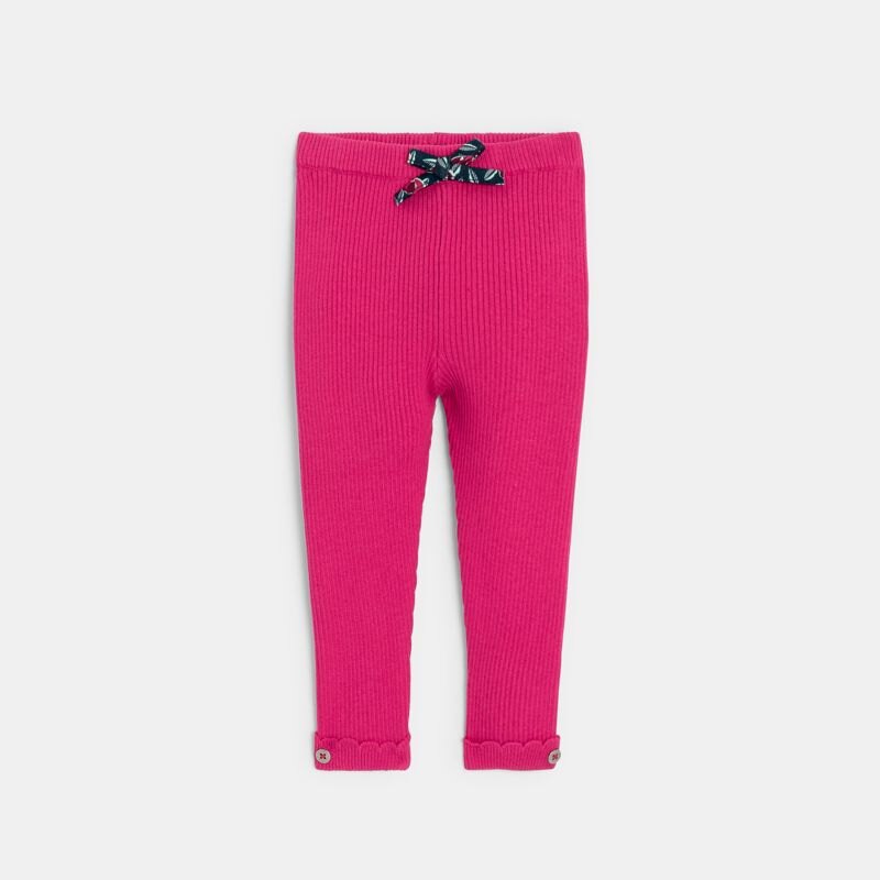 Legging maille côtelée rose bébé fille Rose