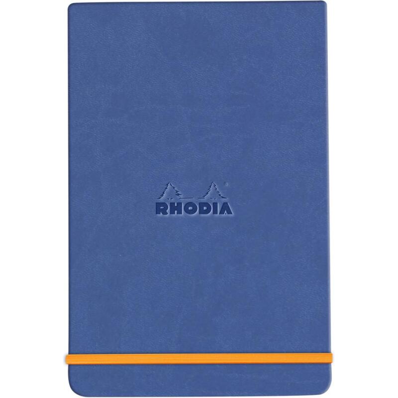Rhodiarama Webnotepad rembordé rigide 9x14 cm 192 pages ligné microperforé papier ivoire 90g fermeture élastique - Saphir