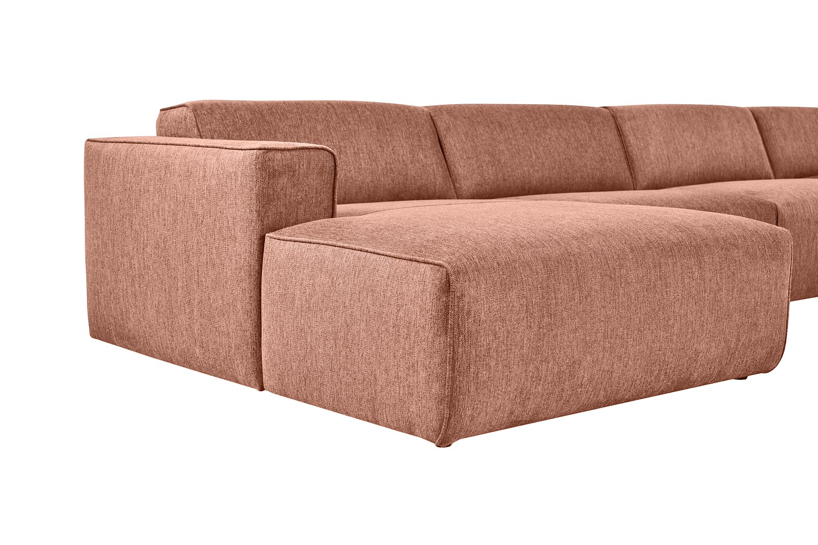 Enjoy U-sofa oppsett Sjeselong venstre liten , 2-seter, hjørne, åpen ende høyre liten i tekstil Brego 52 Magnolia med sorte ben