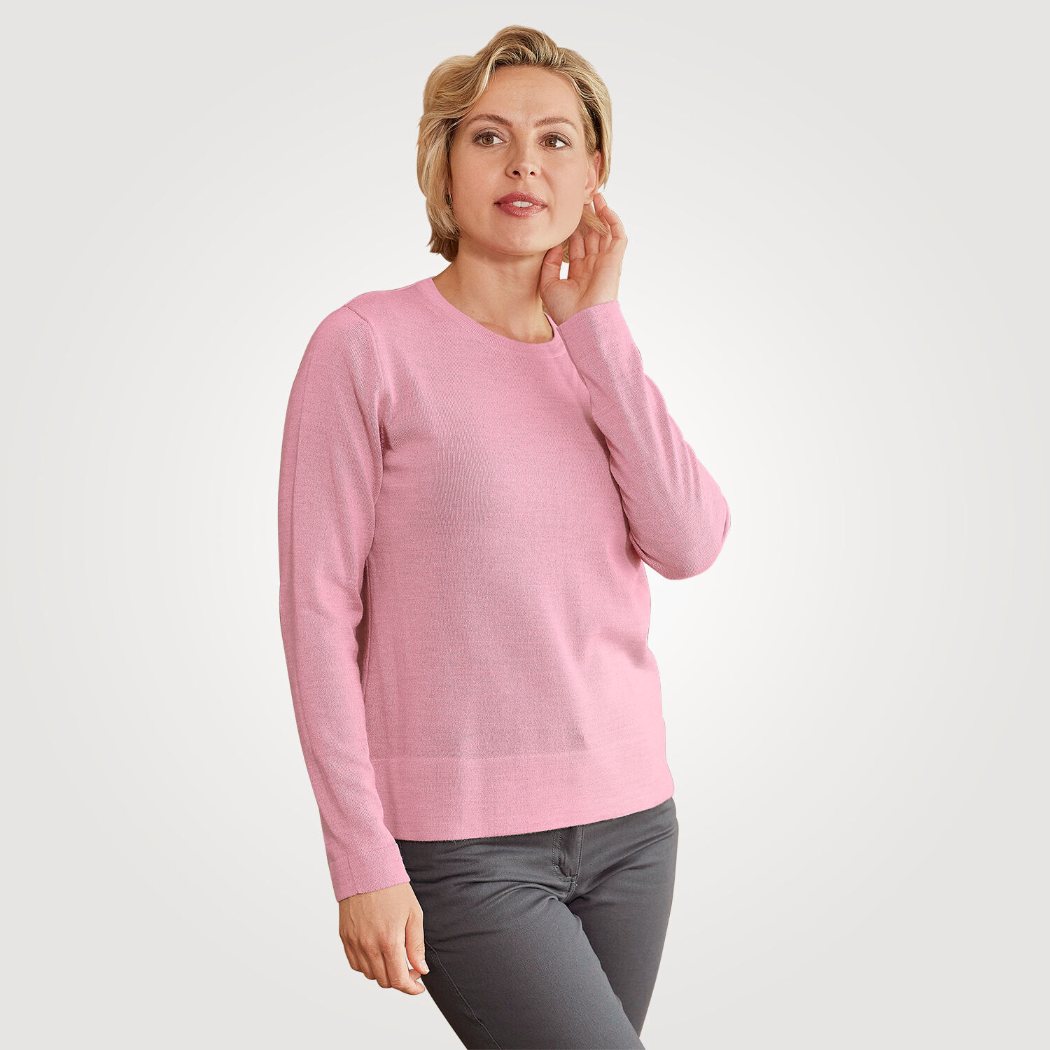 Rundhals-Pullover mit Merinowolle