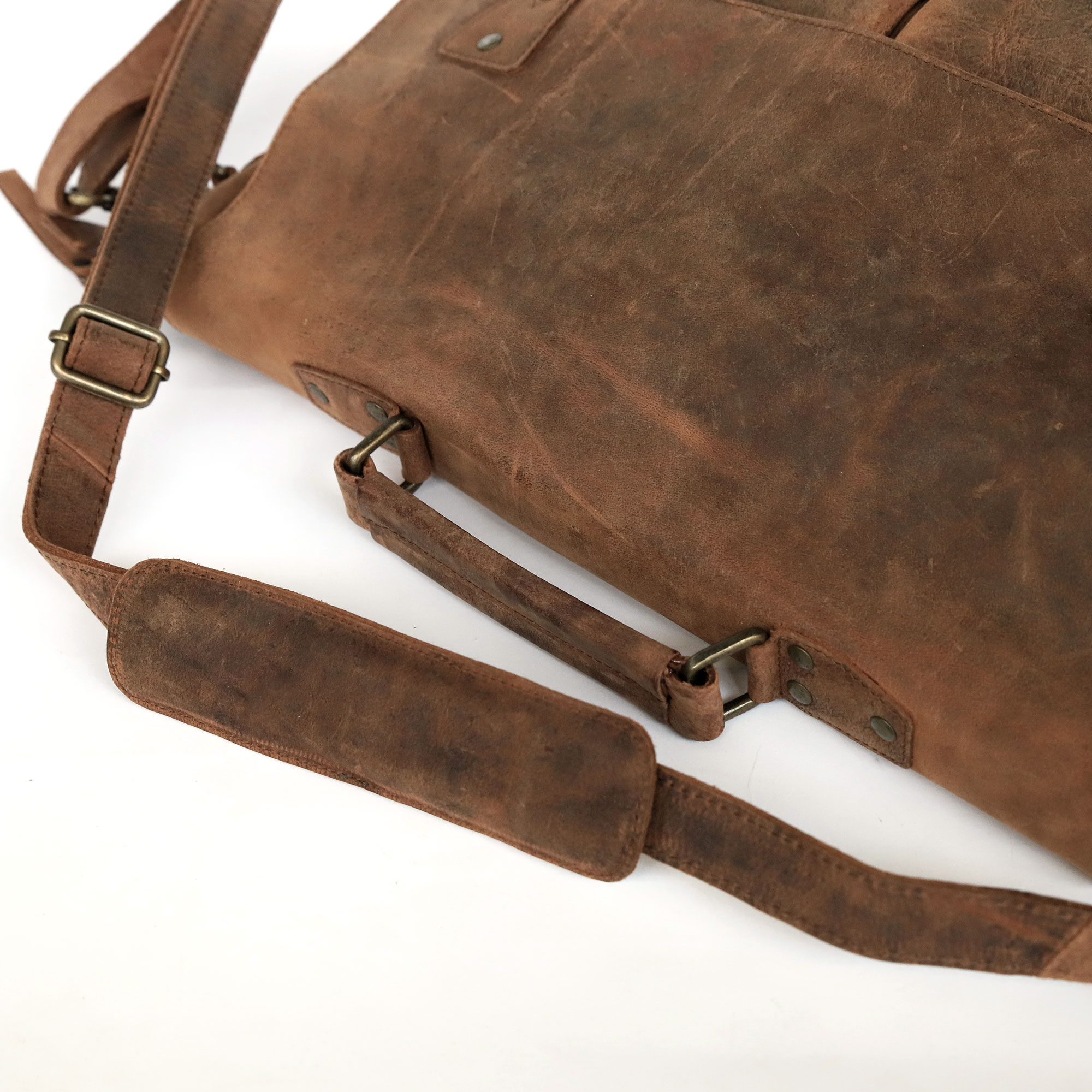 Messengertasche aus Büffelleder, braun, B 44 cm, H 28 cm, L 10 cm günstig bestellen