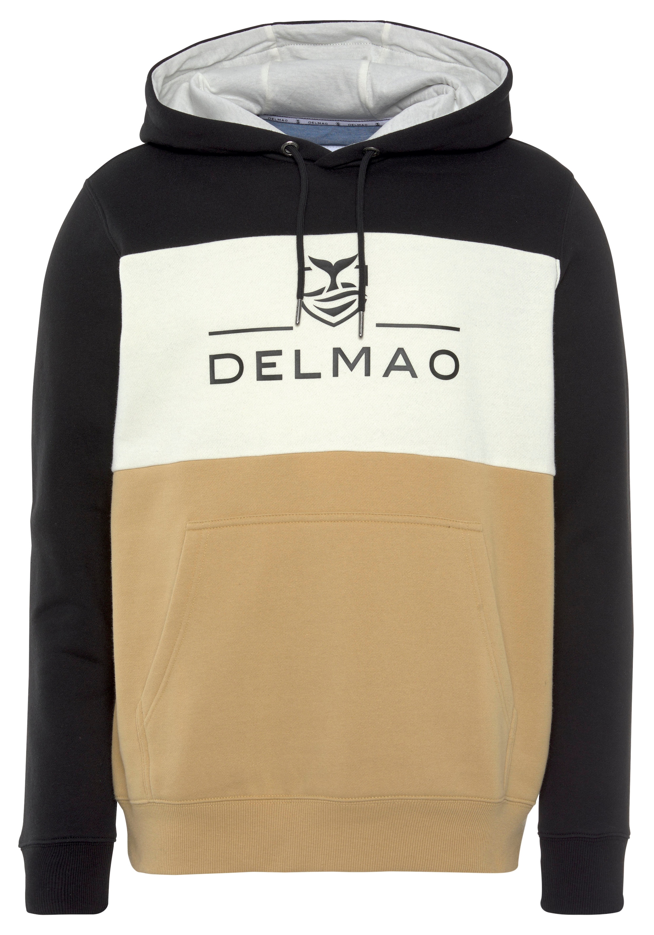 DELMAO Kapuzensweatshirt , Langarm,  lockere Passform,  Colourblocking-Optik,  mit Kapuze