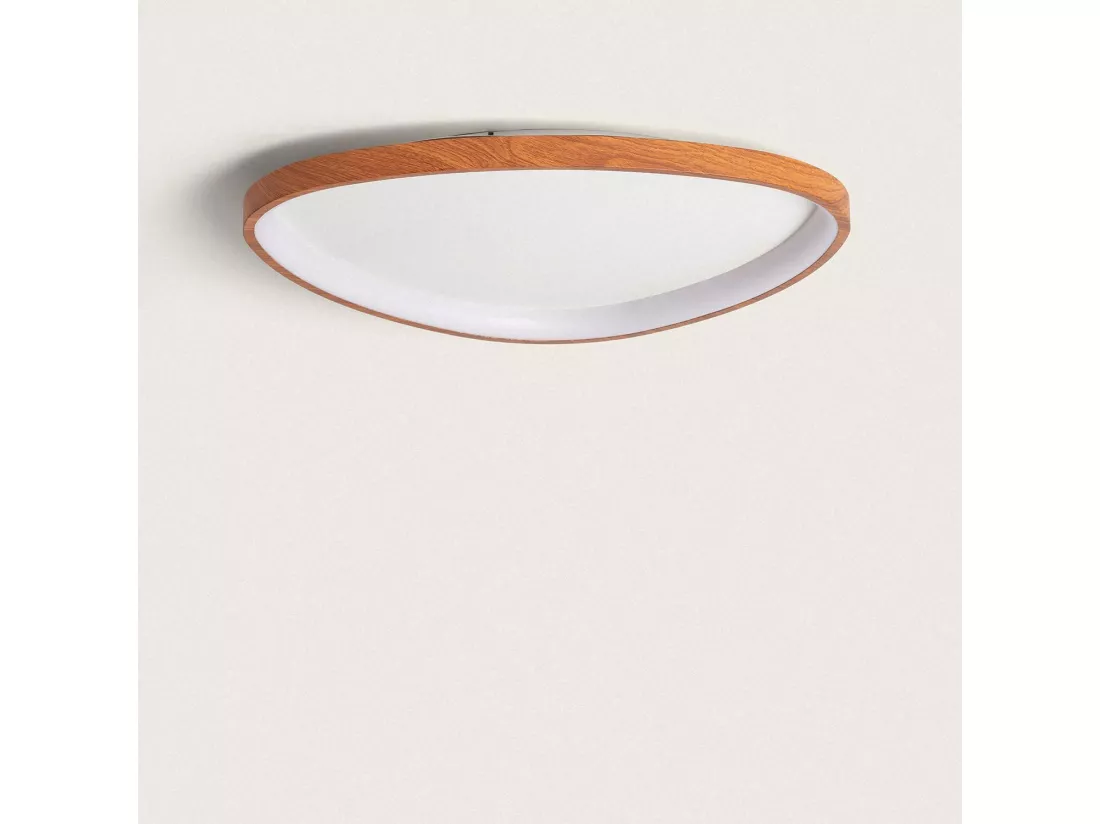 Plafonnier LED Oval 30W Métal Ø600 mm CCT Sélectionnable Owen Bois