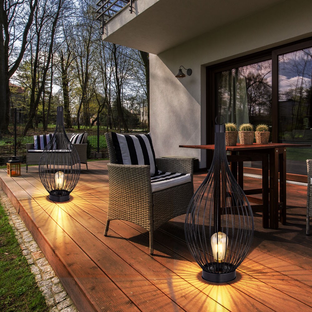2x LED Solarleuchten im Käfig Design, H 57 cm
