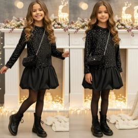 Sparkle elegance dress & bag - zwart