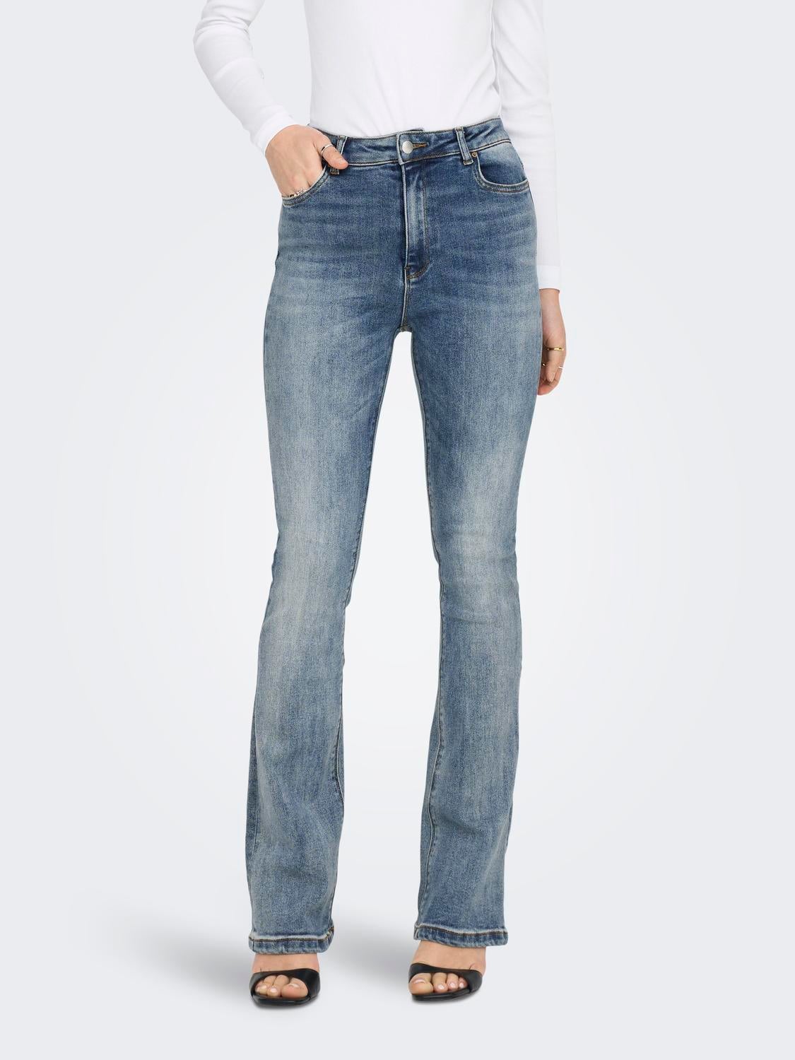 ONLMILA Hohe Taille Ausgestellt Jeans Medium Blue Denim