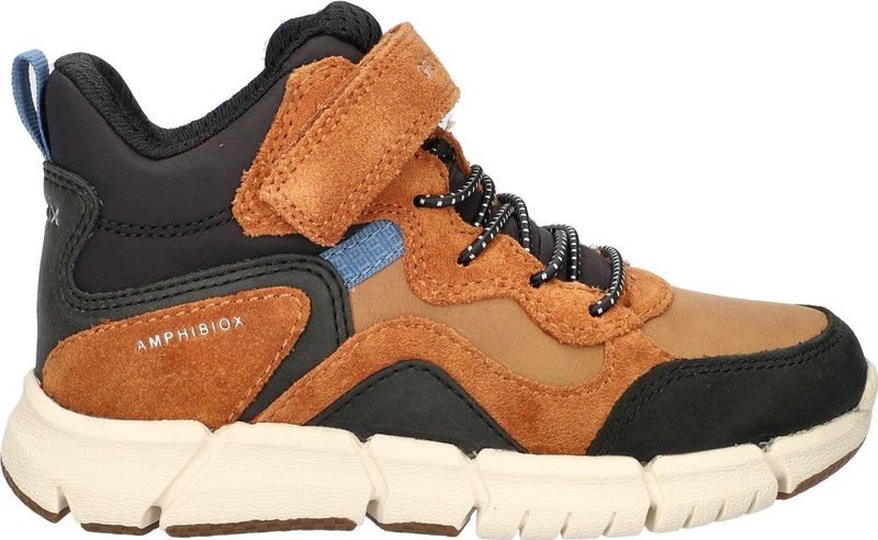 Geox - J Flexyper - Veterboot - Zwart Bruin - Suède Nylon Imitatieleer