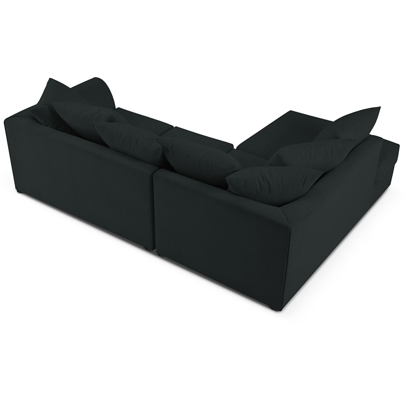 Mazzini Sofas Canapé d'angle Gauche Quince Velours côtelé 4 Places noir - 221x171x80 cm