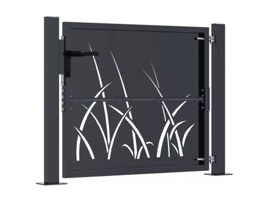Portail de jardin anthracite 105x80 cm acier conception d'herbe
