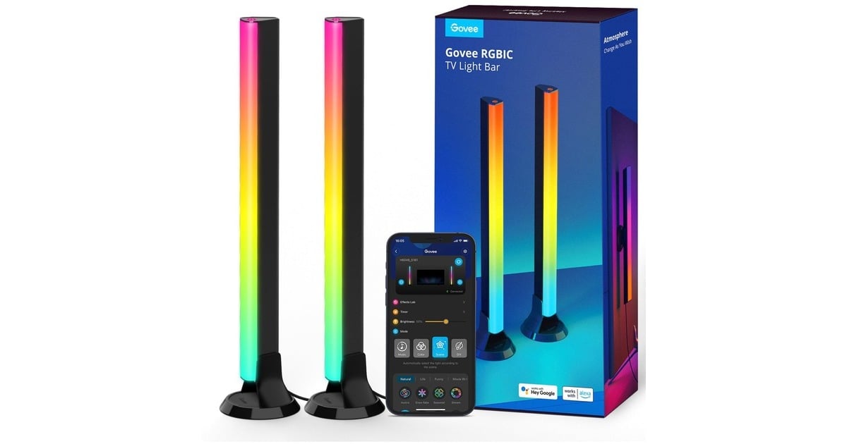 GoveeRGBIC TV Light Bars verlichting  (Zwart, 2,4GHz wifi + Bluetooth, voor 45 - 70 inch tv's)