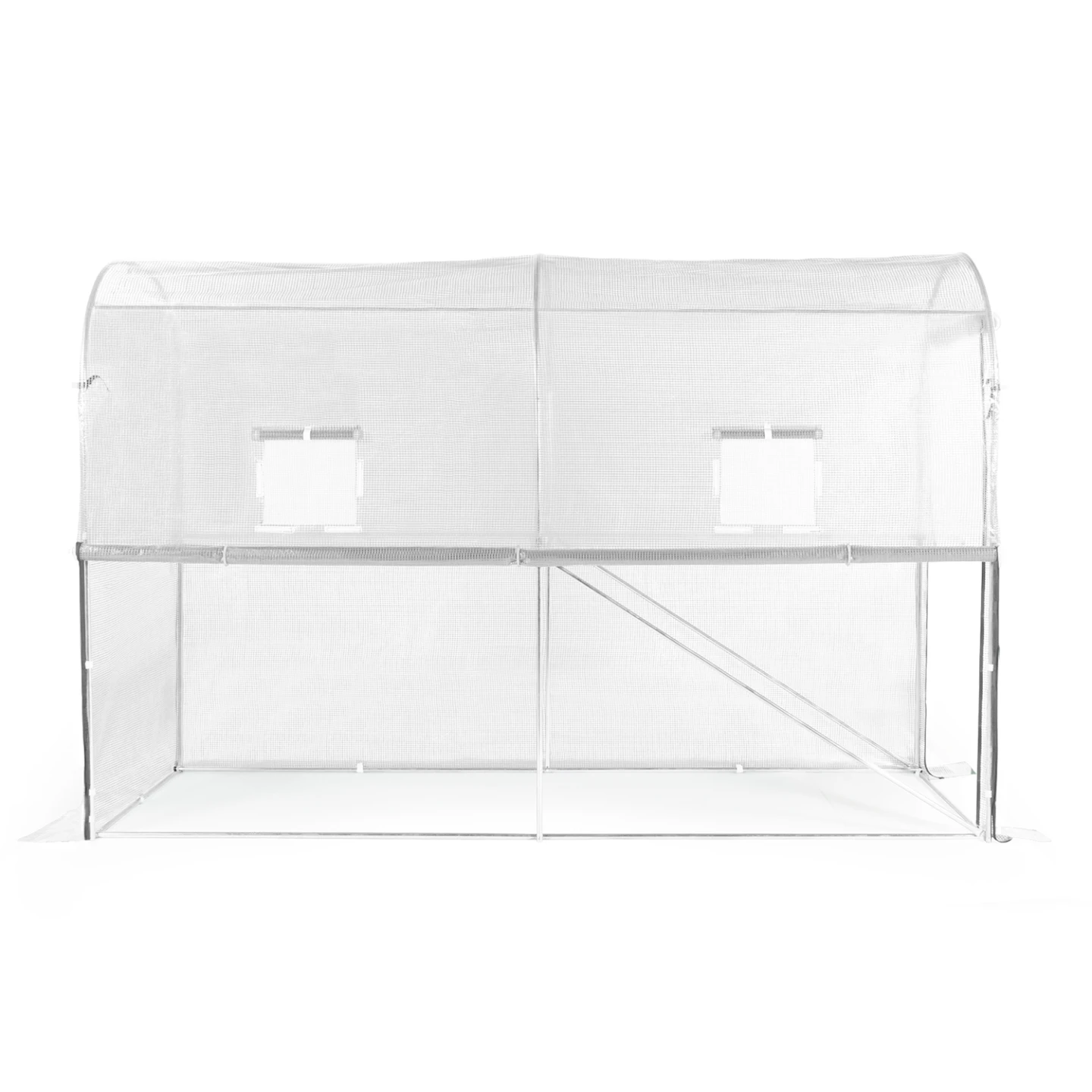Serre à tomates relevable 3m² blanche 2 fenêtres avec moustiquaire et porte zippée