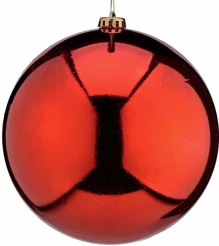Kerstversiering - Grote Decoratie Kerstballen - Rood en Goud - Kunststof - Set van 2