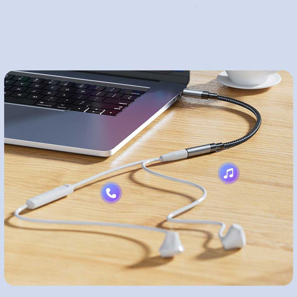 (1m) 3.5mm Audio Klinke Stecker auf 3.5 mm Klinken Buchse Stereo AUX Nylon Verlängerungskabel mit vergoldeten Kontakten - Grau / Schwarz