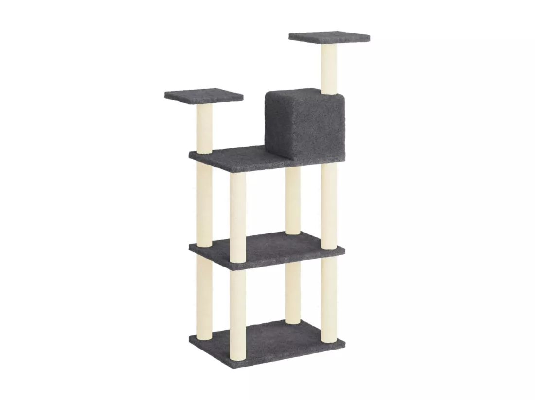 Arbre à chat avec griffoirs en sisal gris foncé 118,5 cm