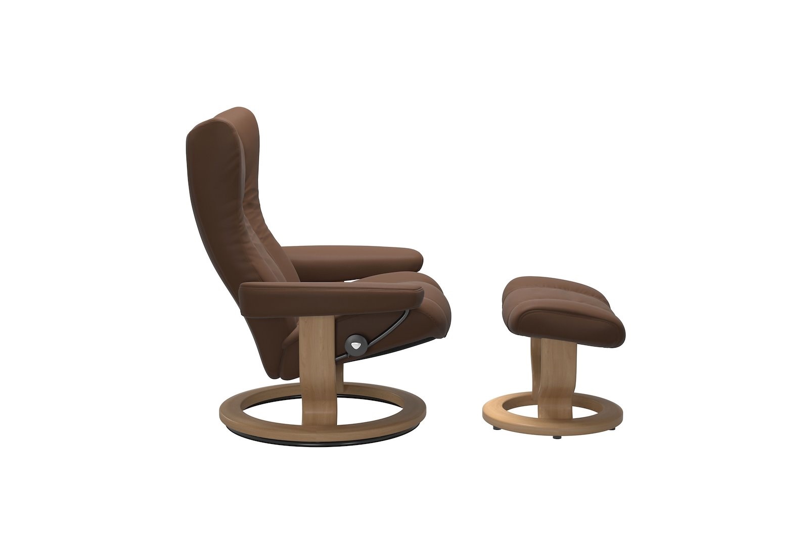 Wing lenestol m/krakk I hud Batick Spesial Warm Brown og Classic understell oak