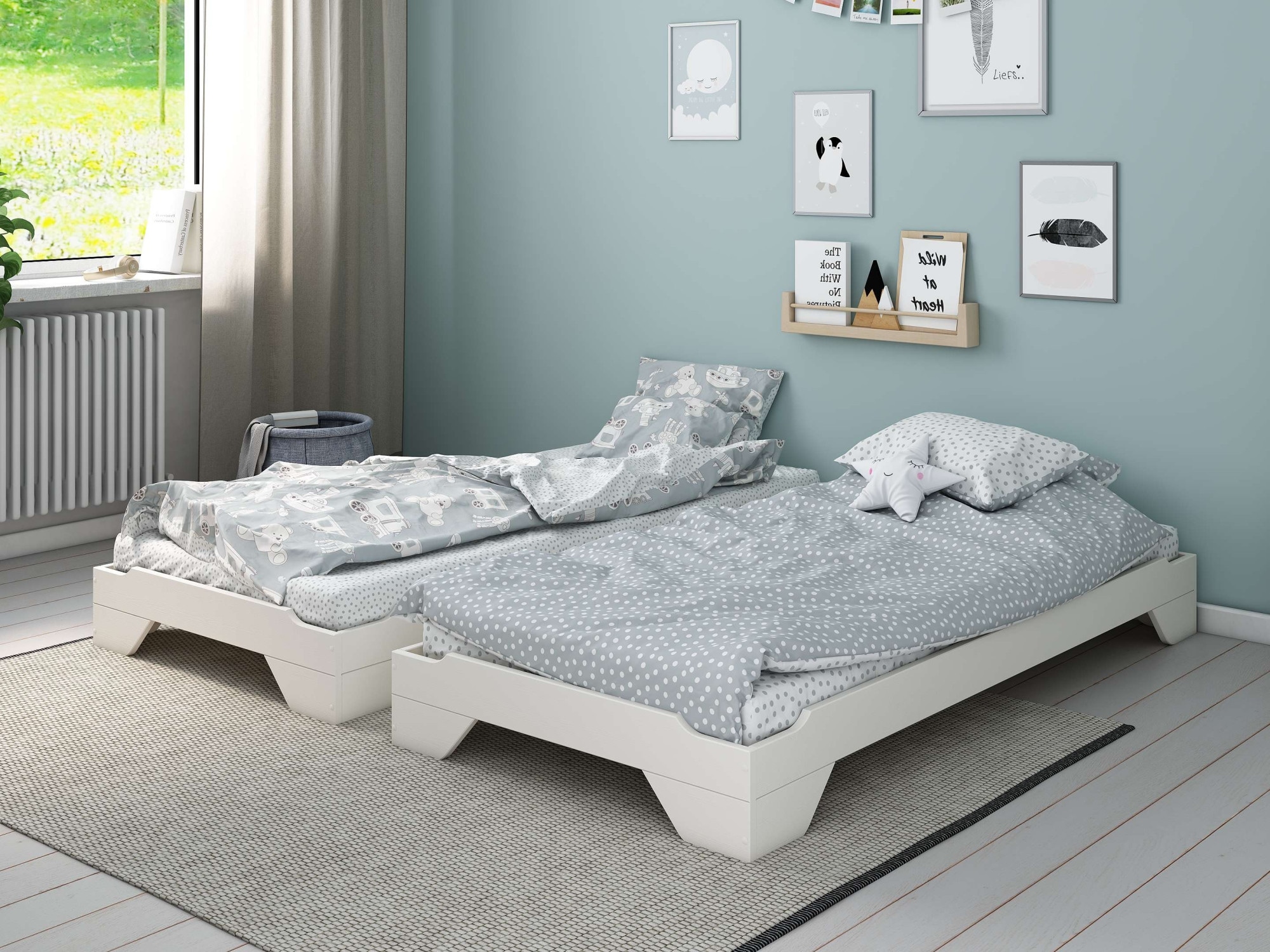 Home affaire Massivholzbett »Melwine, Stapelbett, platzsparend, modern« 1 Bett,  inklusive Lattenrost, platzsparend und ideal für Besuch!