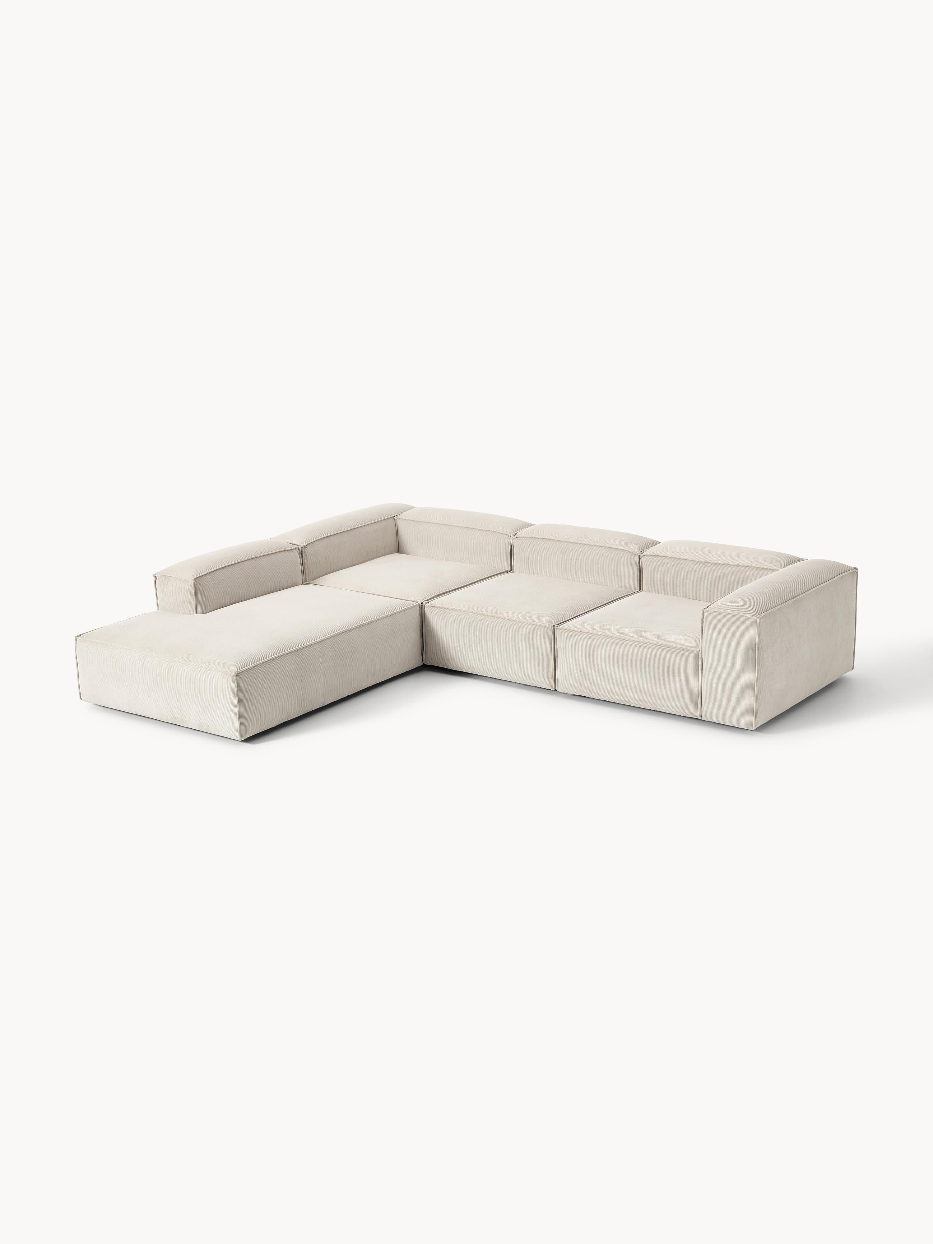XL modulaire hoekbank van ribfluweel Lennon (4-zits)