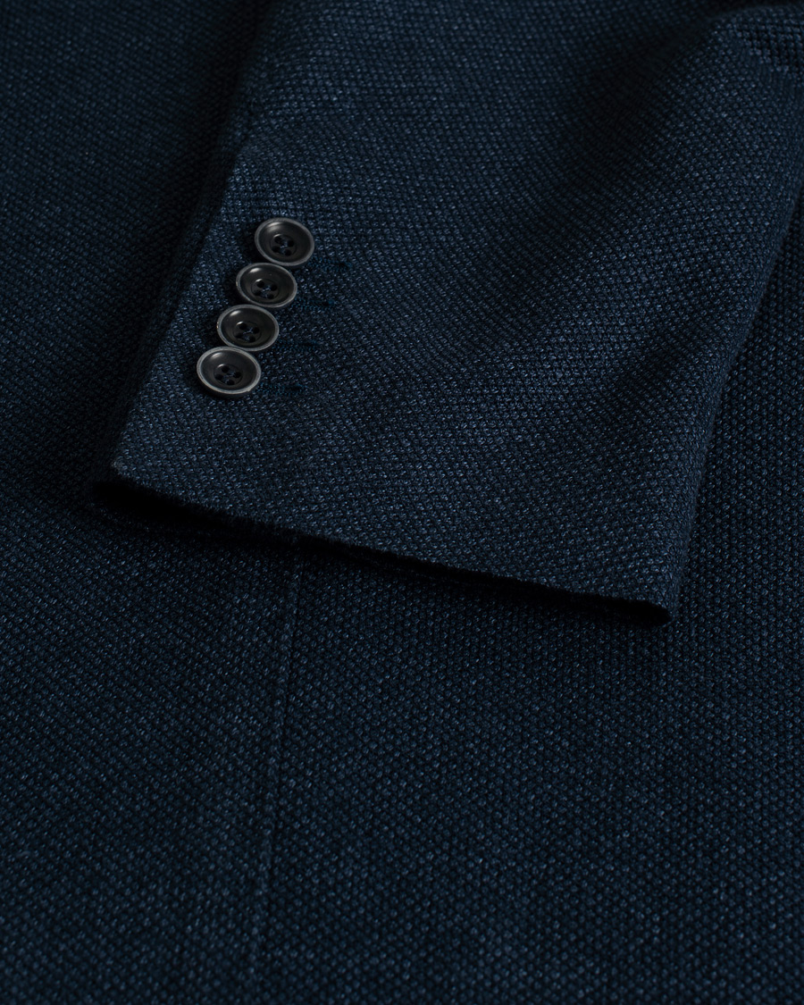 Canali Linen/Cotton Jersey Blazer Dark Blue