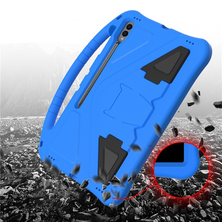 Samsung Galaxy Tab S10 Ultra Stossfeste Kinder Schaumstoff Hülle mit Griff   Kickstand - Blau