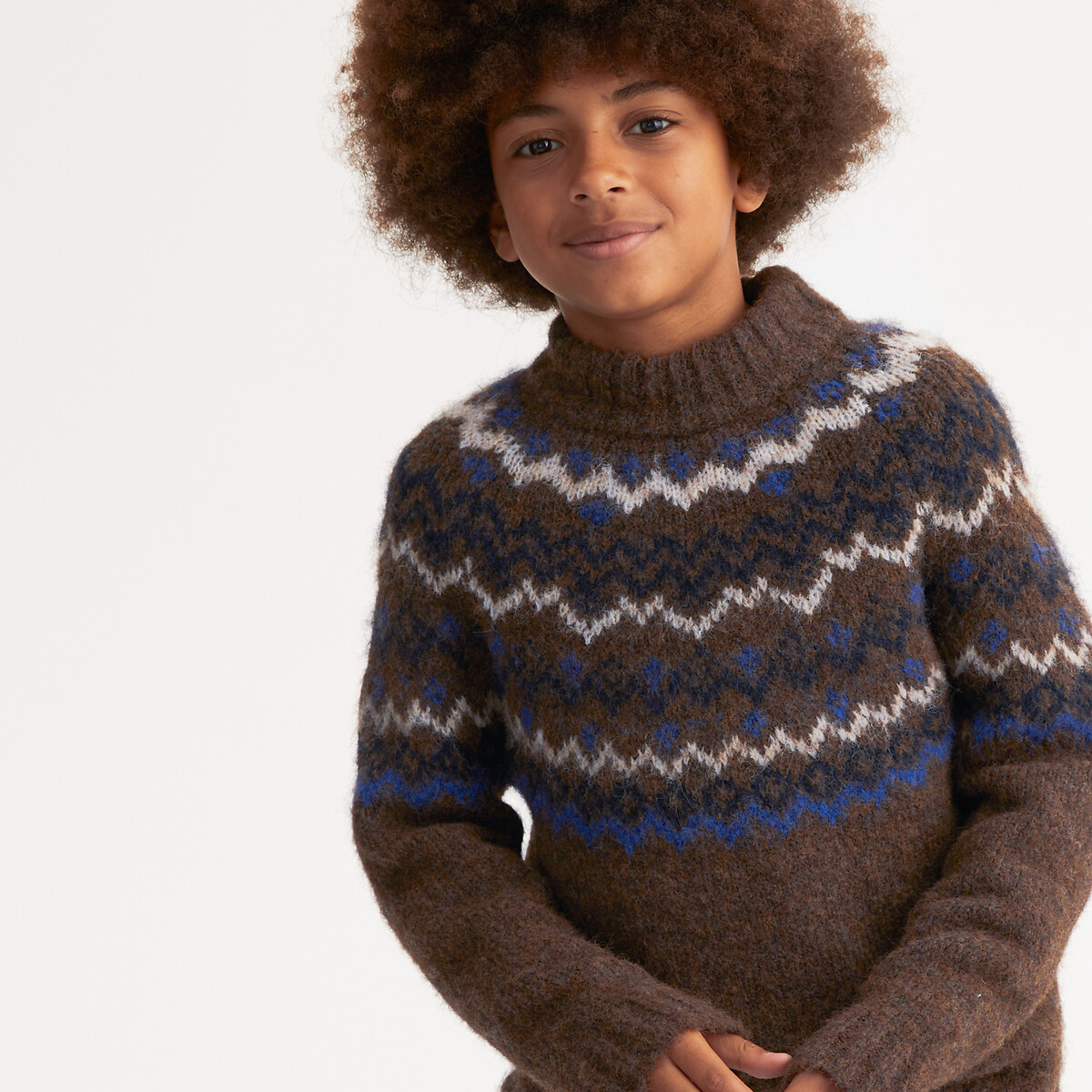 COLEÇÕES LA REDOUTE<br>Suéter de gola redonda em tricô jacquard grosso