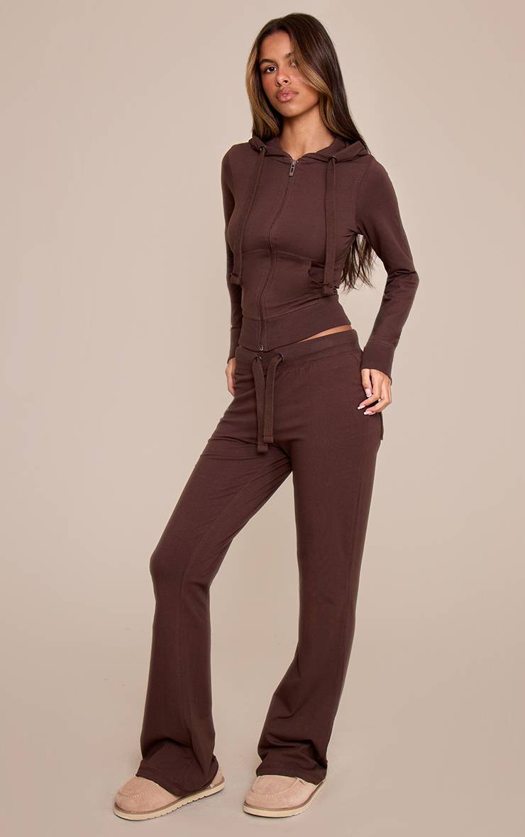 Chocolat Pantalon Évasé Skinny Taille Basse Petite