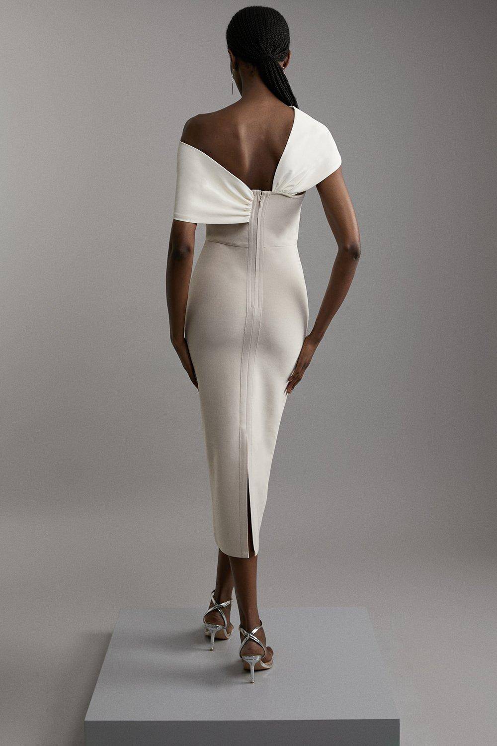 KarenMillen Robe midi en tricot à bandage et bretelles asymétriques Figure Form