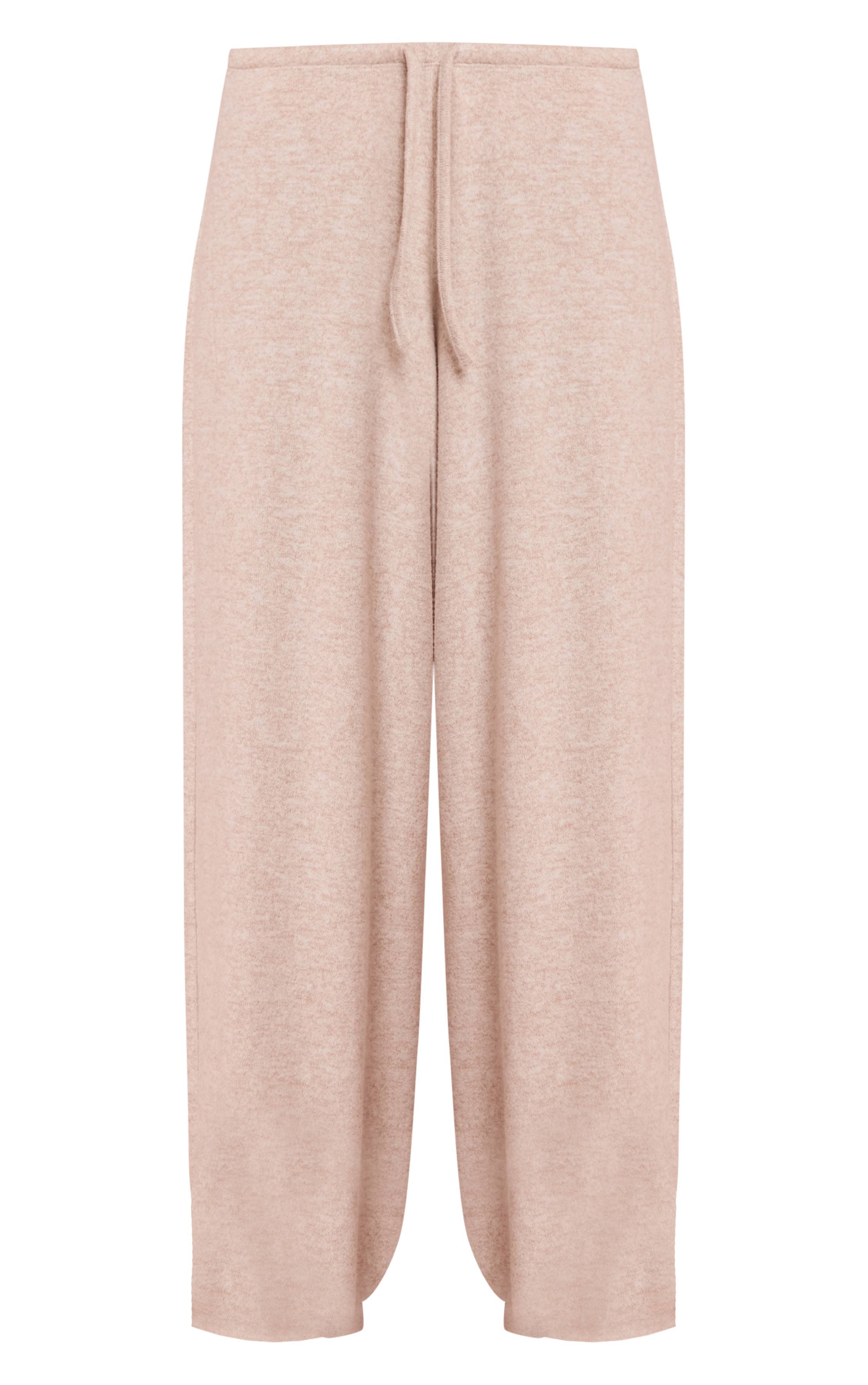 Sable Pantalon En Maille Douce Chiné Avec Cordon De Serrage
