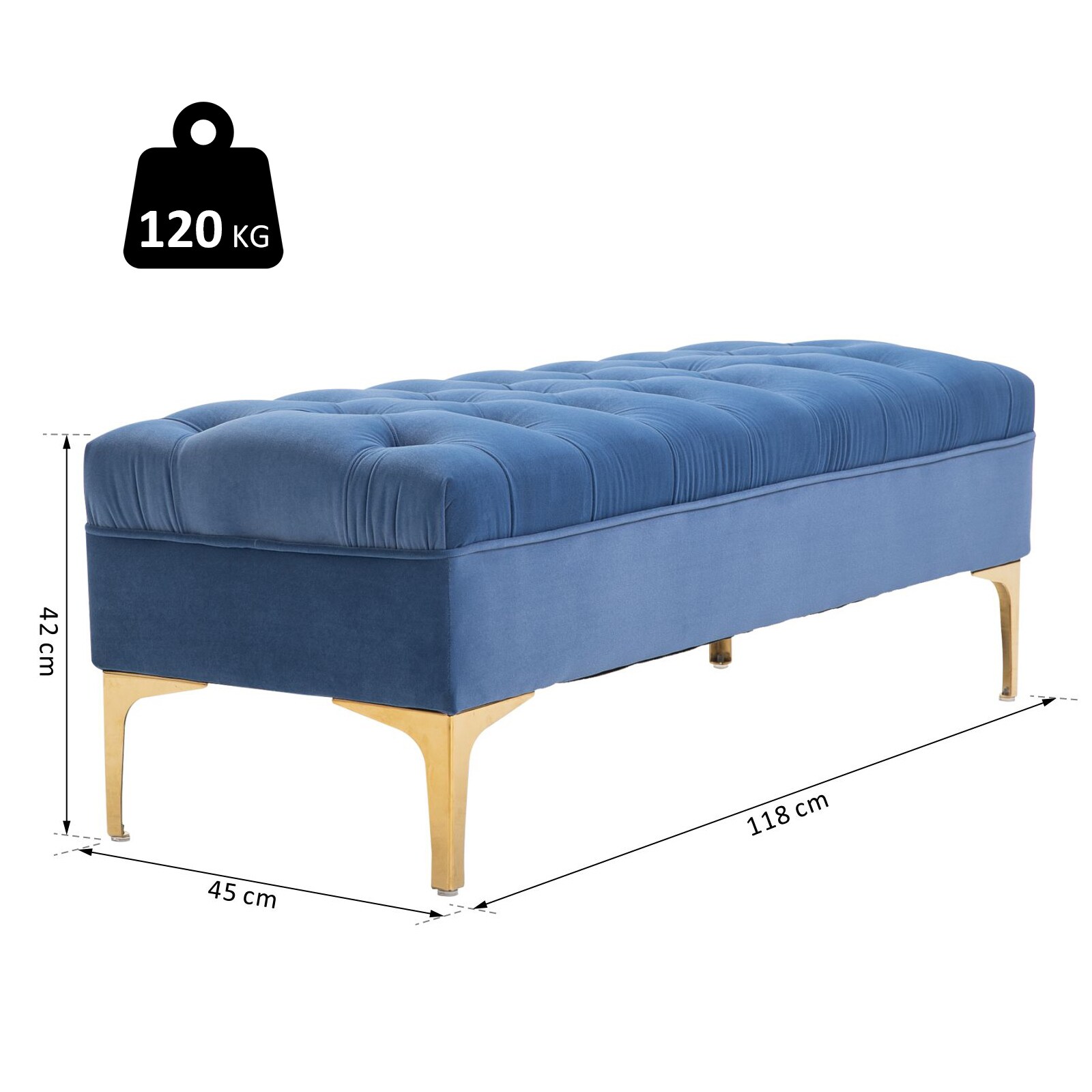HOMCOM Polsterbank 118 x 45 x 42 cm (LxBxH)