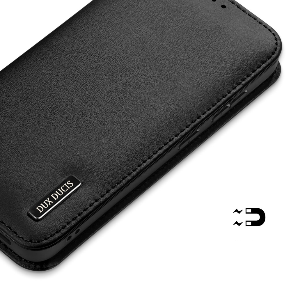 Samsung Galaxy S25 Flip Wallet Cover Echtleder Tasche (RFID Schutz) - Schwarz