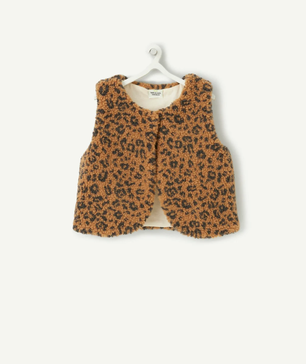 GILET SANS MANCHES BÉBÉ FILLE EN REMBOURRAGE RECYCLÉ LÉOPARD