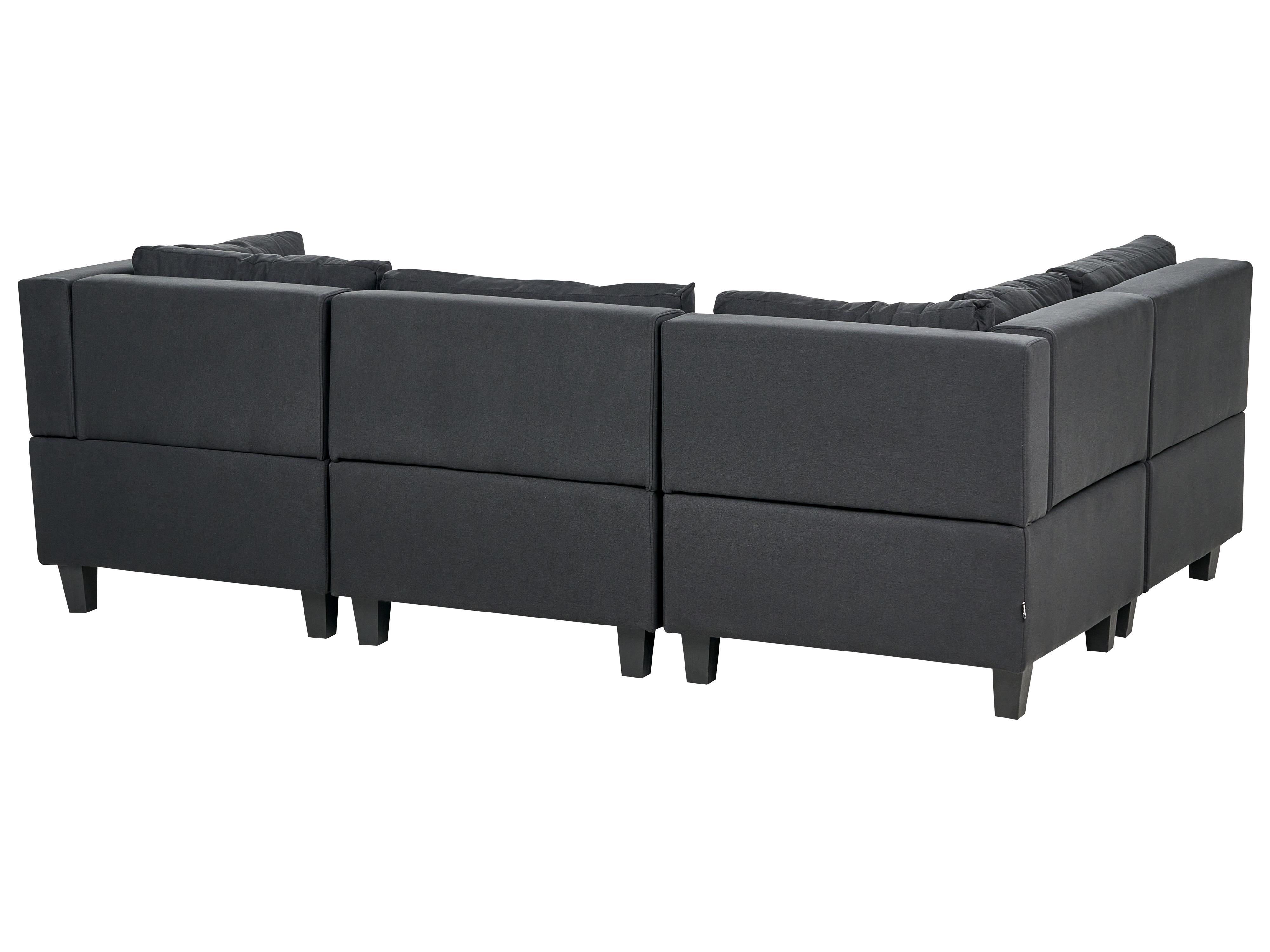 Modulaire hoekbank 4-zits UNSTAD Stof Zwart rechtszijdig